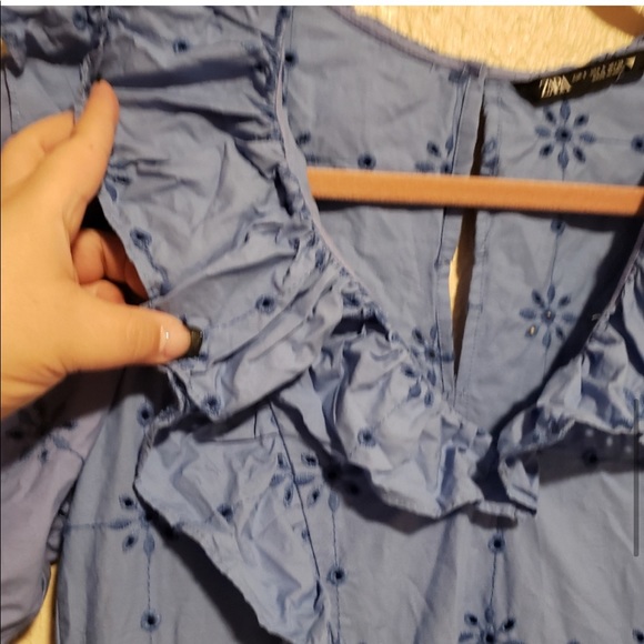 Zara Floral Embroidery Ruffle Dress Size Small - Picture 12 of 13